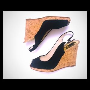 Michael Kors Keegan Sling Suede Black Wedges